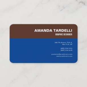 Moderne Elegante Minimalistisch Brown Deep Blue Visitenkarte