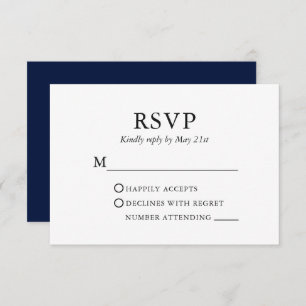 Moderne Elegante Minimalistisch Wedding Blue RSVP Karte