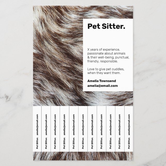 Moderne Elegante Minimalistische Ad-Pet-Sitter Flyer (Vorne)