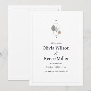 Moderne elegante minimalistische Hochzeit, Boho-Ho Einladung