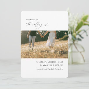 Moderne elegante minimalistische Hochzeit mit Foto Save The Date