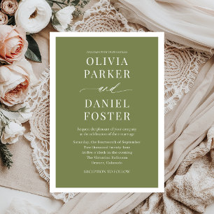 Moderne Elegante Minimalistische Hochzeit Olivenwe Einladung