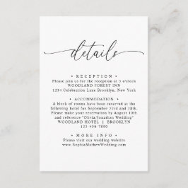 Moderne elegante Minimalistische Hochzeitdetails Begleitkarte