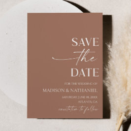 Moderne elegante Minimalistische Mocha Mousse Wedd Save The Date