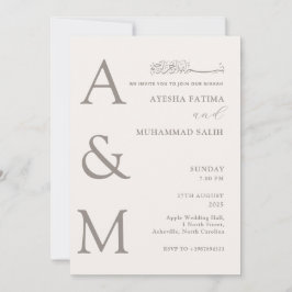 Moderne elegante Minimalistische Nikkah-Hochzeit Einladung