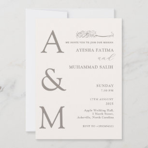 Moderne elegante Minimalistische Nikkah-Hochzeit Einladung