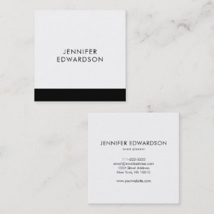 Moderne elegante minimalistische schwarze weiße pr quadratische visitenkarte
