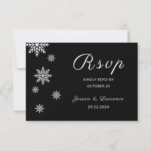 Moderne elegante Minimalistische Schwarze Winterho RSVP Karte (Vorderseite)