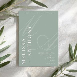 Moderne, elegante Minimalistische Silver and Sage  Folieneinladung