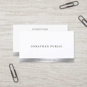 Moderne elegante minimalistische Vorlage Silber & Visitenkarte