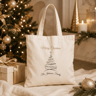 Moderne elegante minimalistische Weihnachtsbaum-Ta Tragetasche