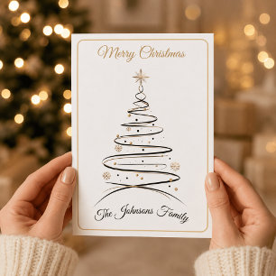 Moderne elegante minimalistische Weihnachtsbaumkar Feiertagskarte