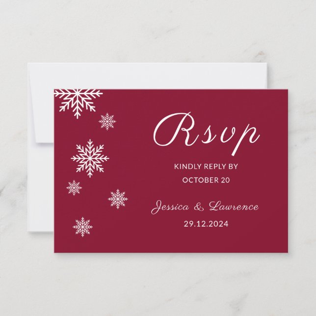 Moderne, elegante Minimalistische Winterhochzeit RSVP Karte (Vorderseite)