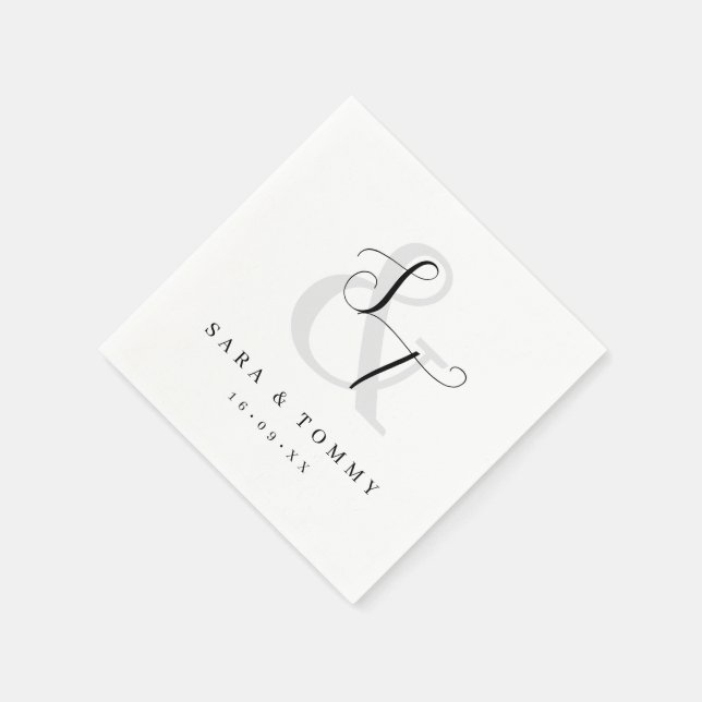 Moderne Elegante Mit Monogramm Einfache Hochzeit Serviette (Ecke)