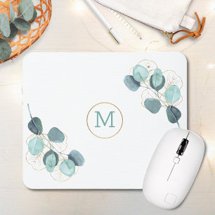 Moderne Elegante Mit Monogramm Eukalyptus Gold Mousepad