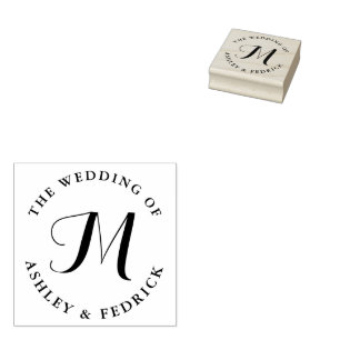 Moderne, elegante Mongram Bride Groom Wedding Gummistempel