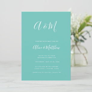 Moderne, elegante Mongram Mint Wedding Einladung