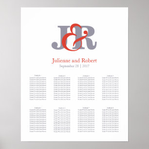 Moderne, elegante Mongram Seating Chart Poster