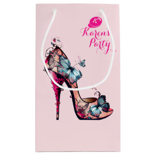 Moderne, elegante Monogram Butterfly High Heel Kleine Geschenktüte
