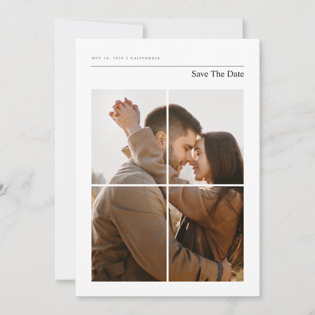 Moderne, elegante Monogram-Foto-Hochzeit Save The Date (Vorderseite)