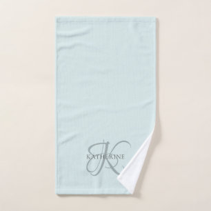 Moderne elegante Monogram Script Aqua Blue Handtuch