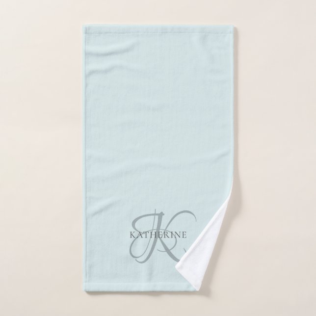 Moderne elegante Monogram Script Aqua Blue Handtuch (Handtuch)