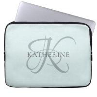 Moderne elegante Monogram Script Aqua Blue