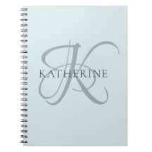 Moderne elegante Monogram Script Aqua Blue