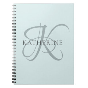 Moderne elegante Monogram Script Aqua Blue Notizblock