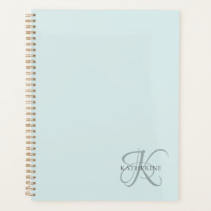 Moderne elegante Monogram Script Aqua Blue Planer