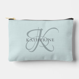 Moderne elegante Monogram Script Aqua Blue Zubehörtasche