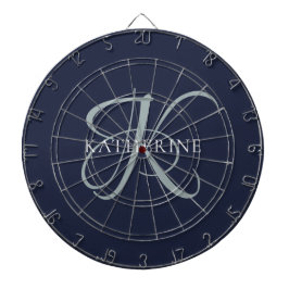Moderne elegante Monogram Script Navy Blue Dartscheibe