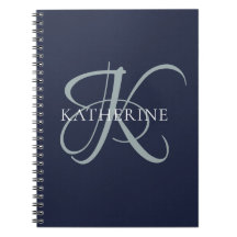 Moderne elegante Monogram Script Navy Blue