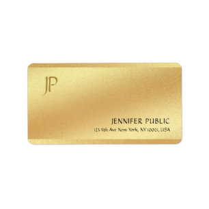 Moderne elegante Monogram Shiny Gold Vorlage Adressaufkleber