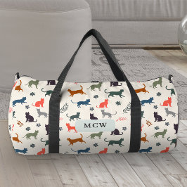 Moderne elegante Monogramm-Anfangsbuchstaben Katze Duffle Bag