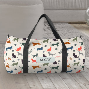 Moderne elegante Monogramm-Anfangsbuchstaben Katze Duffle Bag