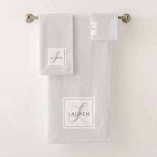 Moderne elegante Monogramm Badhandtuch Set