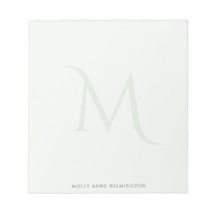 Moderne elegante Monogramm-Fade Light Green Notizb Notizblock