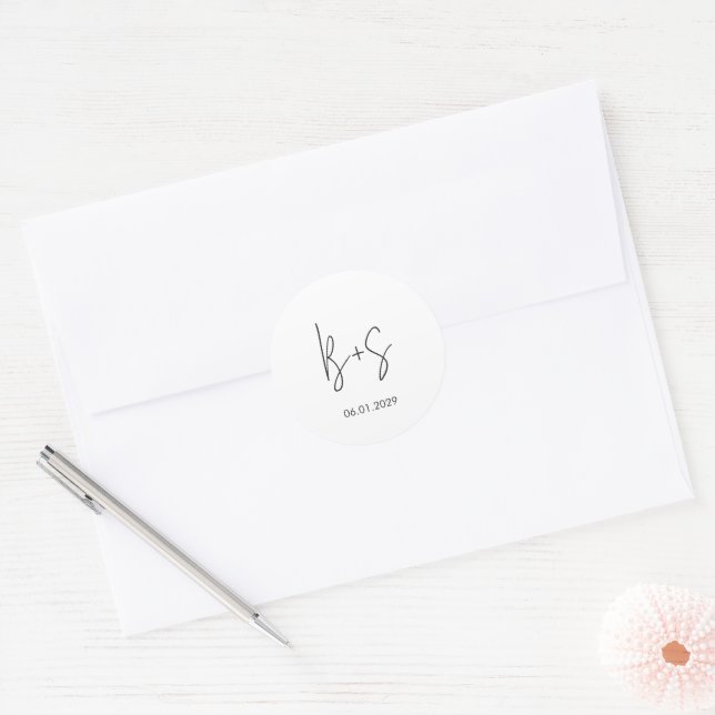 Moderne Elegante Monogramm-Hochzeit Runder Aufkleber (Umschlag)