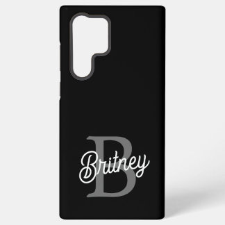 Moderne elegante Monogramm-Name Schwarz Grau Schri Samsung Galaxy Hülle