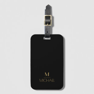 Moderne elegante Monogramm Schwarz & Gold Gepäckanhänger