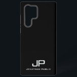 Moderne, elegante Monogramm Schwarz-Weiß-Beste Samsung Galaxy Hülle<br><div class="desc">Moderne,  Minimalistische Monogramm Vorlage Schwarz-Weiß-Handy Cases & Zubehör / Samsung Hüllen / Galaxy S22 Ultra Case.</div>