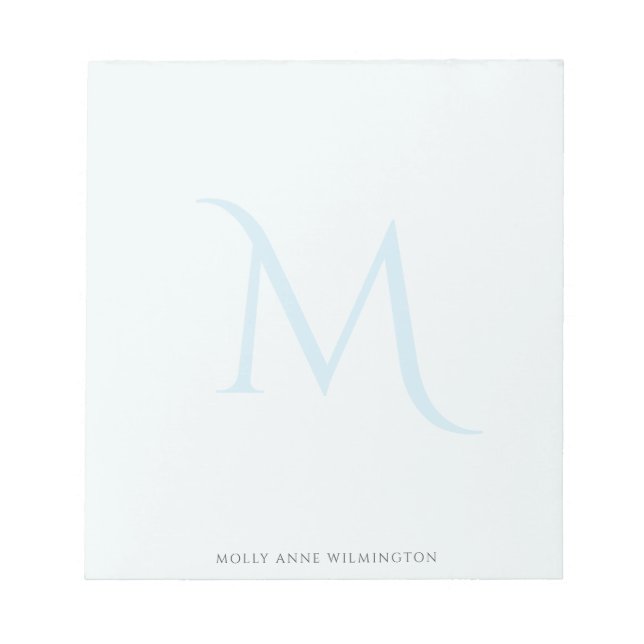 Moderne elegante Monogramm verblasstes Hellblau Notizblock (Vorderseite)