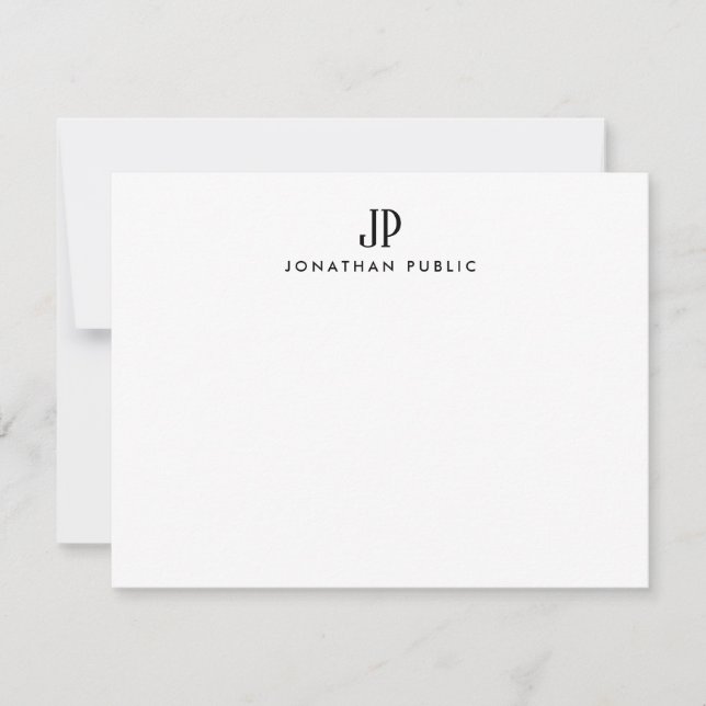 Moderne, elegante Monogramm-Vorlage Einfach Minima Mitteilungskarte (Vorderseite)