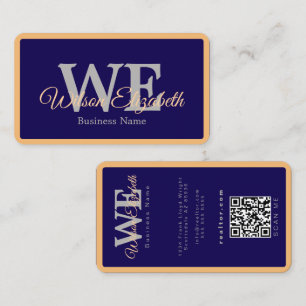 Moderne elegante monogrammierte blaue und goldene visitenkarte