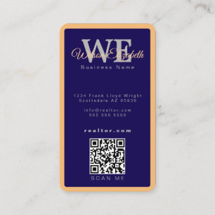 Moderne elegante monogrammierte blaue und goldene  visitenkarte