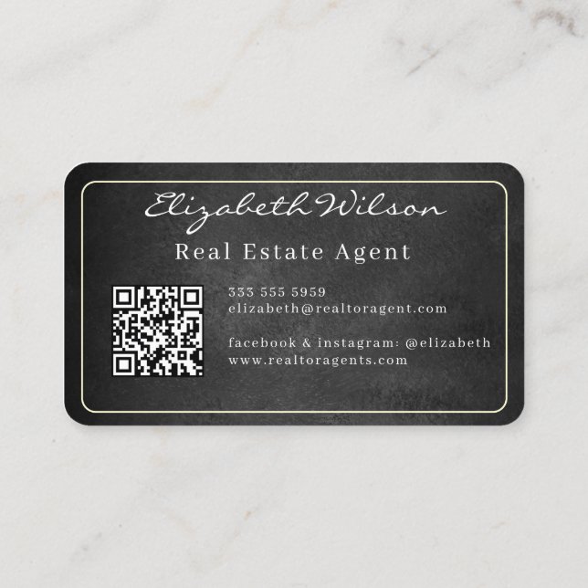 Moderne elegante monogrammierte QR-Code Visitenkar Visitenkarte (Rückseite)