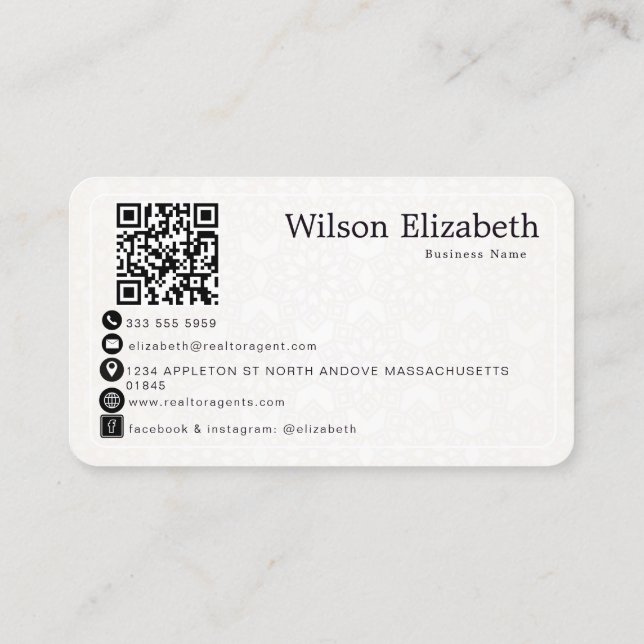 Moderne elegante monogrammierte QR-Code Visitenkar Visitenkarte (Rückseite)