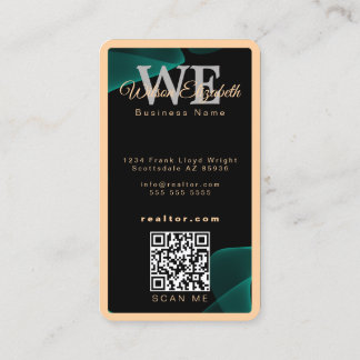 Moderne elegante monogrammierte schwarze und golde visitenkarte