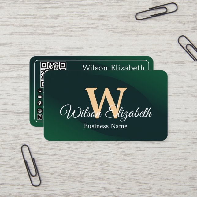 Moderne elegante monogrammierte Visitenkarten mit  Visitenkarte (Vorderseite/Rückseite Beispiel)